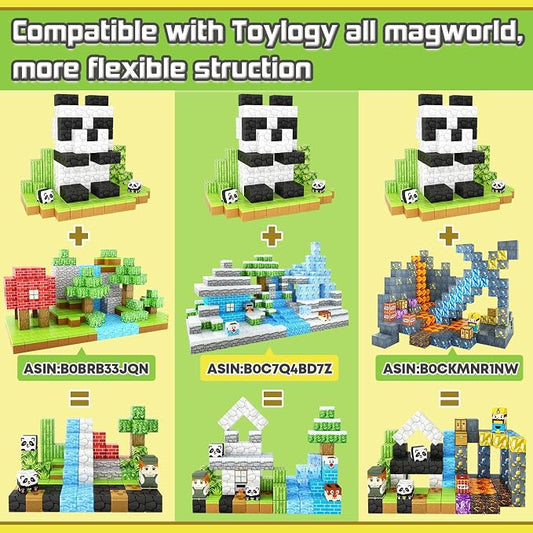Magnetic Blocks-Build Mine Magnet World Panda Edition STEM Toys for Kids 3+ - Image 2