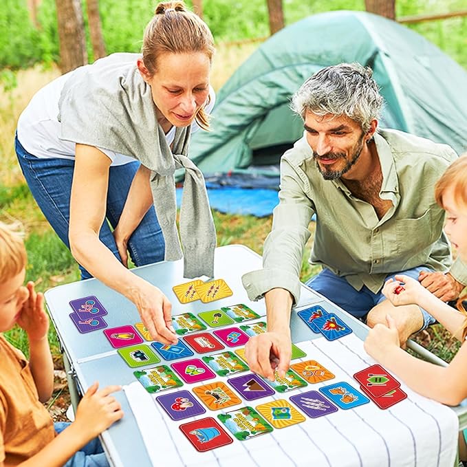 gisgfim 100 PCS Memory Matching Game for Kids Summer Camp Concentration Memory Card for Preschool Educational Ages 3-8 A Fun & Fast Camp Theme Matching Games - Image 5