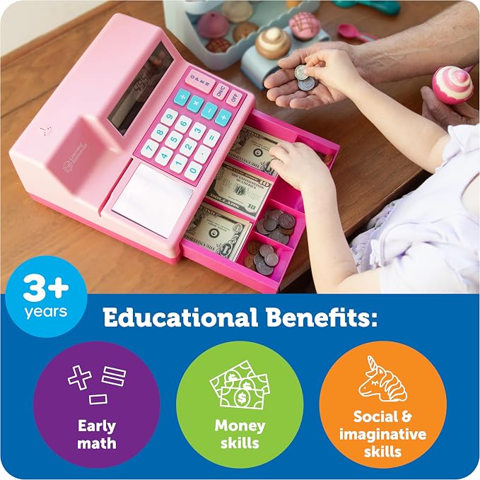 Learning Resources Pretend & Play Calculator Register Toy, Pink - Image 3