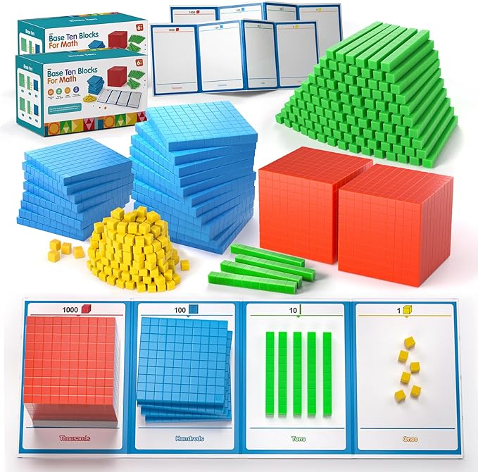 2 pack Base Ten Blocks Plastic Place Value Blocks with 80 rod by stochastic+box