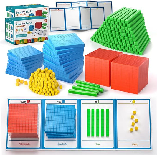 2 pack Base Ten Blocks Plastic Place Value Blocks with 80 rod by stochastic+box