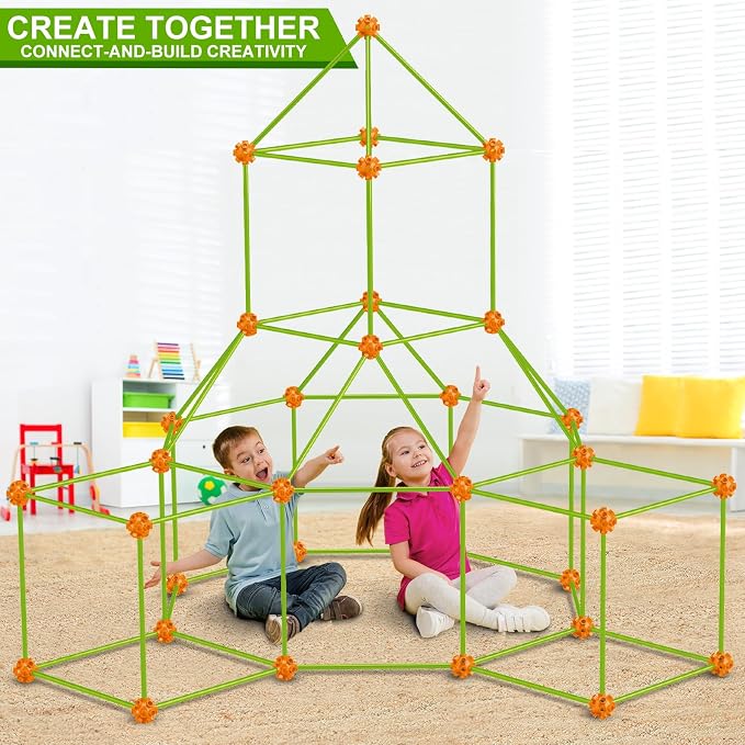 OleFun 180 Pack Fort Building Kits for Kids 4, 5, 6, 7, 8+ Year Old Boys & Girls, Creative STEM Building Toys for DIY Castles, Tunnels, Play Tent, for Aged 5-8, 8-12 - Image 3