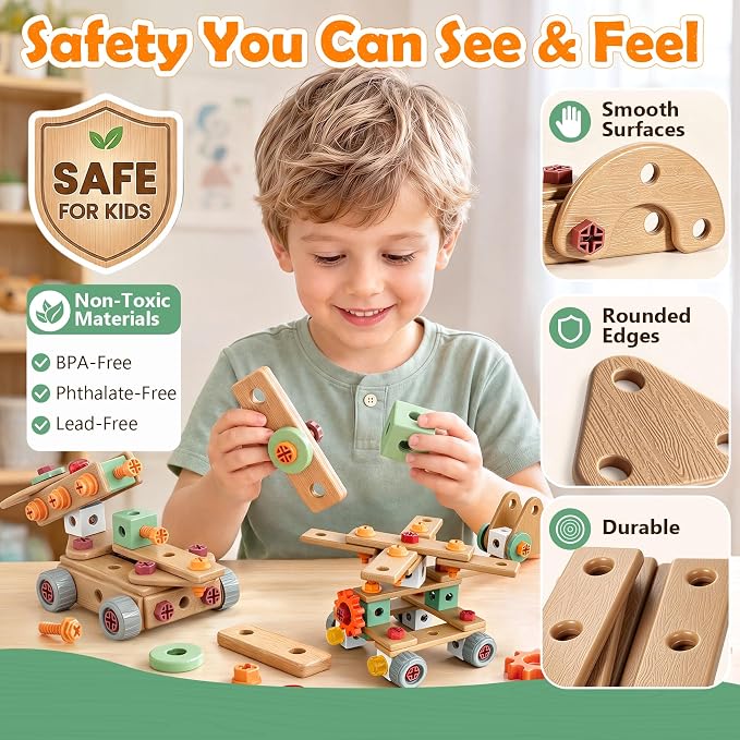 Kids Tool Set with Drill & Toolbox, 160PCS STEM Construction Building Toys - Image 4