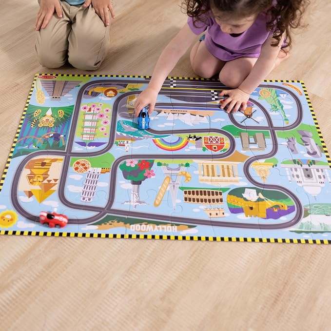 Melissa & Doug Race Around the World Floor Puzzle 48-Piece - Image 8