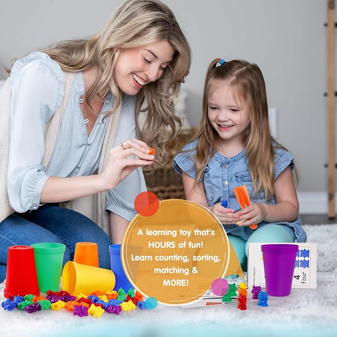 Bmag Counting Bears with Matching Sorting Cups, Preschool Learning Toys Color Recognition and Math Learning Games, STEM Educational Toy Gift for Kids Age 3 4 5 Year Old Boys Girls - Image 2