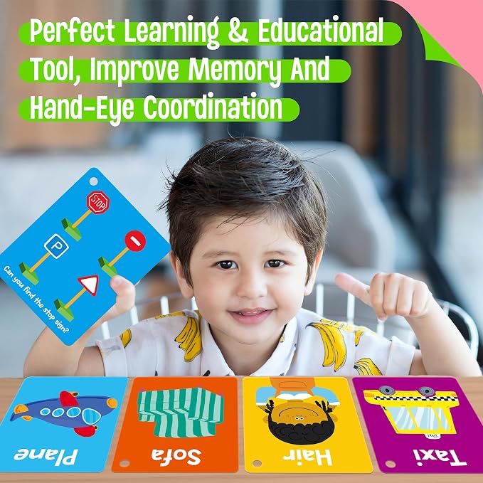 110 PCS Sight Word Flashcards, Double Sided Cards- Alphabet, Foods, Animals, Home Object with 4 Reclosable Rings, Early Learning Tool for Pre-K Kindergarten Toddlers - Image 5