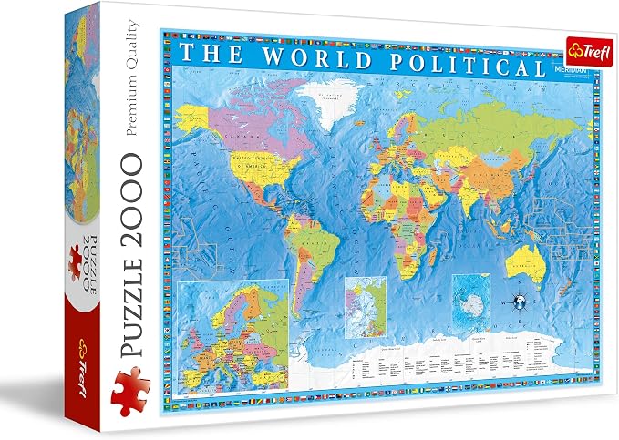 Trefl Political map of the World - 2000 Piece Puzzle 37.8"x26.9" by TreflUSA
