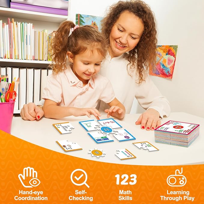 Torlam Addition and Subtraction Puzzle Cards Math Manipulatives Kindergarten Math Games for Kids, Homeschool Supplies Classroom Must Haves Preschool Learning Games Flash Cards Puzzles Toys - Image 3