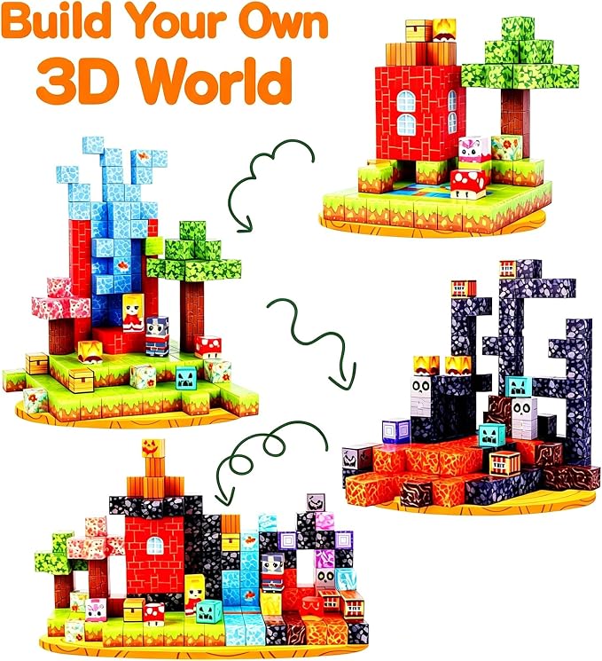 208PCS Magnetic Building Blocks Set for Kids Ages 3-8, 0.8in Magnetic Cubes STEM Construction Toy, 3D Magnet Building Blocks for Boys Girls, Birthday - Image 3