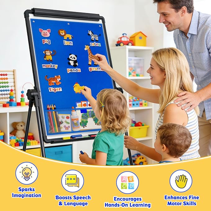 Large Felt Board for Toddlers, 24"x36" Felt Letter Board with Magnetic Strips & Grommets, Felt Bulletin Board Perfect for Interactive Storytelling & Play-Based Learning at Home or in the Classroom - Image 3