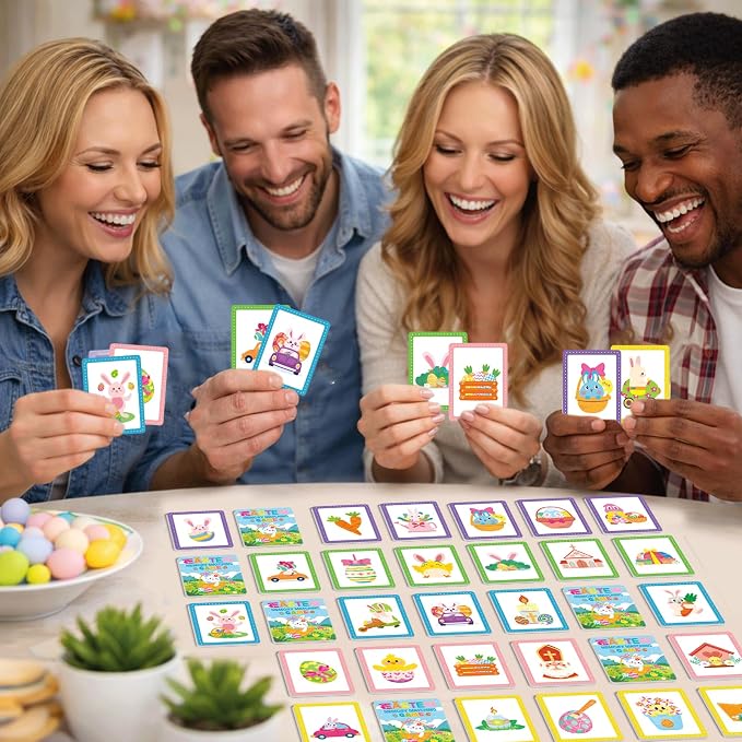 gisgfim 100 PCS Memory Matching Game Easter Concentration Memory Games Card Learning Educational A Fun & Fast Easter Egg Bunny Religious Cross Matching Games - Image 5