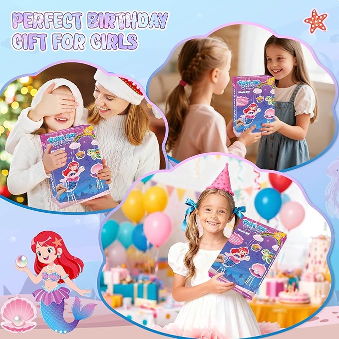 YOTOY Poke Arts and Crafts Kits for Kids - Ocean Poke Art Kit with Wind Chime Craft, Toys for Girls Ages 4-10, DIY Decor Creative Activit Game, Birthday Gift for 4 5 6 7 8 9 Year Old