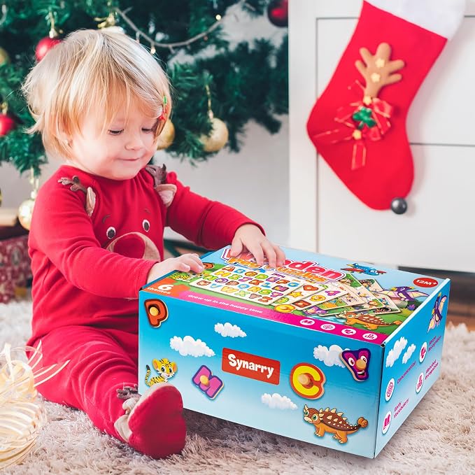 SYNARRY Wooden Puzzles for Toddlers 1-3, 6XSET Puzzles for Toddlers 2-4 with Rack, Learning Alphabet Number Animal Dinosaur Vehicle for Kids, Education Toys for 2 3 Years Boys Girls - Image 7