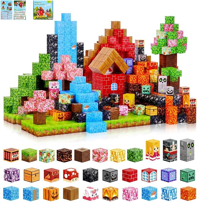208PCS Magnetic Building Blocks Set for Kids Ages 3-8, 0.8in Magnetic Cubes STEM Construction Toy, 3D Magnet Building Blocks for Boys Girls, Birthday by ORIENTFIRE