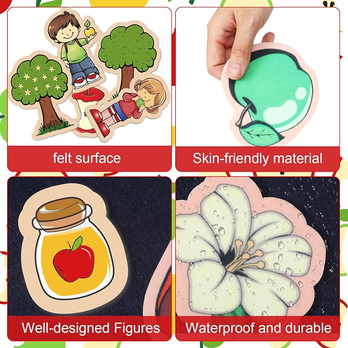19 Pcs Apple Life Cycle Felt Board Story Sets Apple Life Cycle Felt Board Pieces for Preschool Classroom Kindergarten Teaching Kits - Image 3