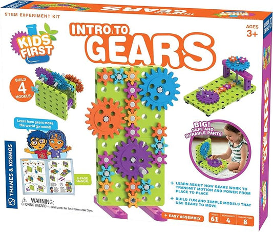 Thames & Kosmos Kids First: Intro to Gears STEM Experiment Kit for Ages 3+ | Build 4 Models, Learn About Gears, Power & Motion | Intro to Mechanical Engineering for Young Learners | Durable Parts by Unknown