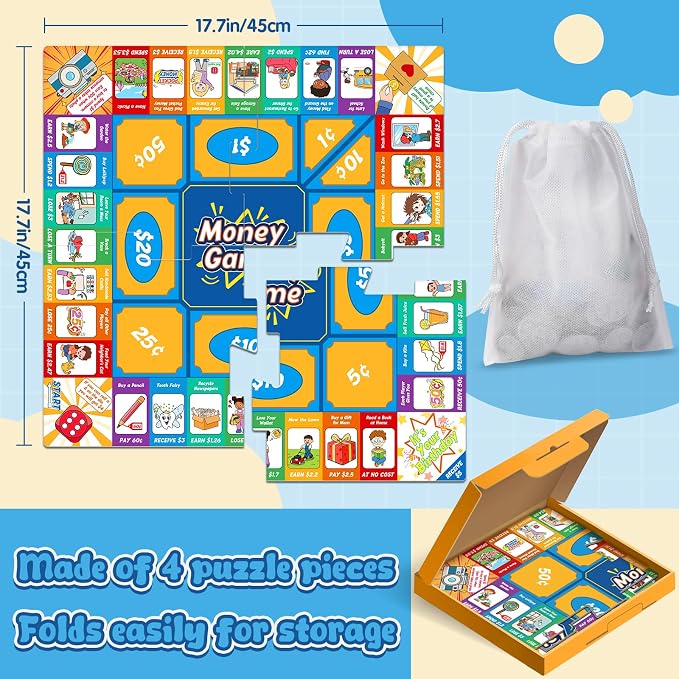Torlam Money Board Games for Kids, Coins and Bills Toddler Pretend Play Toys, Money for Kids Learning Education Kindergarten Math Games Math Manipulatives, Homeschool Supplies Classroom Must Haves - Image 6