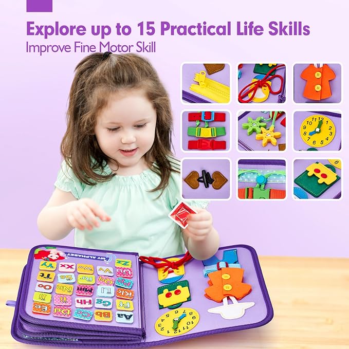 hahaland Busy Board Montessori Toys 3 Year Old Girl Gifts 3rd Bithday Idea - Image 3