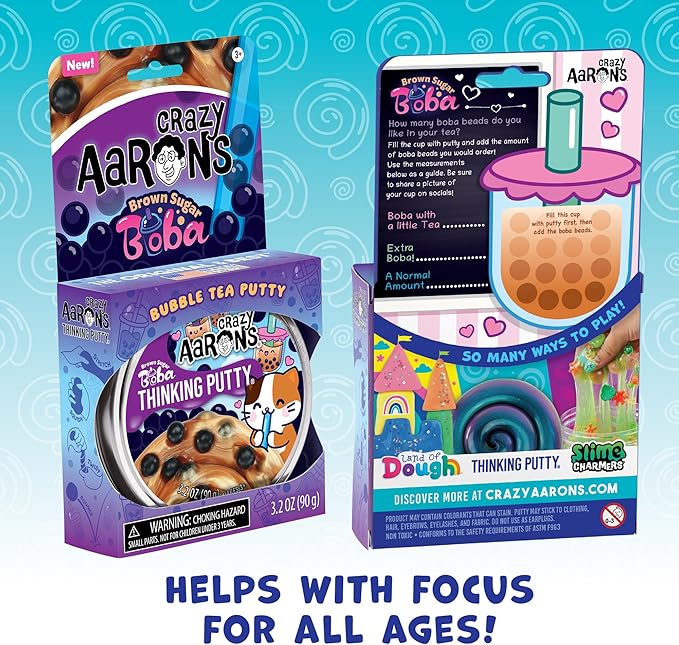 Crazy Aaron's Thinking Putty® - Brown Sugar Boba - Sensory Putty for Kids and Grown ups in a 4" Tin - Creative and Endless Fun, Stress Relief Therapy Toys, Never Dries Out - Made in USA
