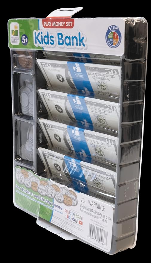 The Learning Journey: Kids Bank Play Money Set - Play Money for Kids - Over $5000 in Realistic Play Money to Build Kids Counting Skills - Ages 5 and Up - Award Winning Toys - Image 2