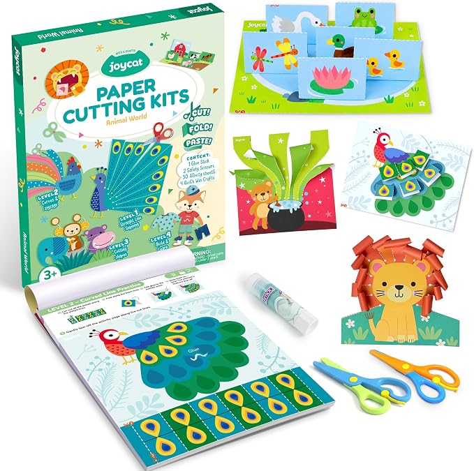 JoyCat Scissor Skills Activity Kit, Toddler Scissors Ages 3-5, Animals by JOYCAT