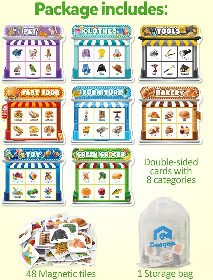 Coogam Magnetic Sorting Toys, Montessori Fridge Magnets Matching Game - Image 3