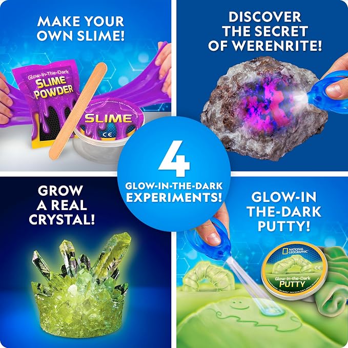 NATIONAL GEOGRAPHIC Mega Science Kit - Glow in The Dark Lab with Crystal Growing Kit, Slime Making, Glowing Putty, and More Science Experiments, Slime Kit for Boys and Girls (Amazon Exclusive) - Image 2