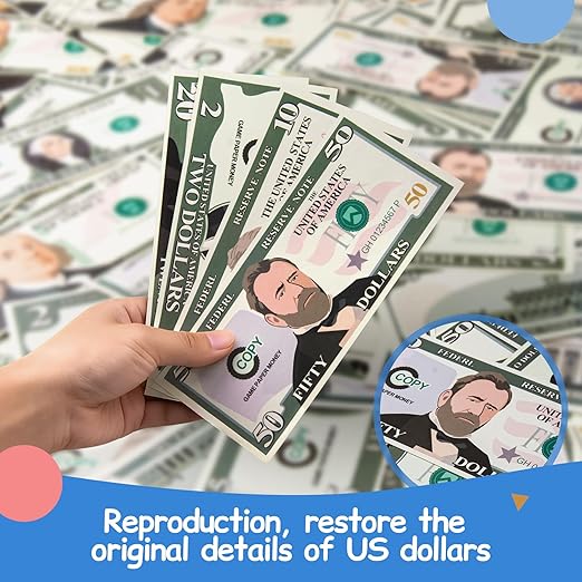 Play Money Set for Kids with Bills & Coins,Pretend Play Cash for Homeschool, Game Currency for Education, Board Games - Image 4