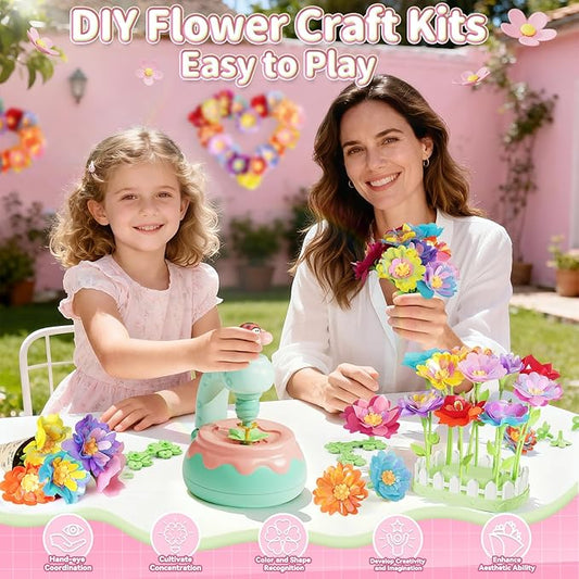 Flower Bouquet Making Kit, DIY Flower Bouquets Craft Toys for Kids, Arts & Crafts Educational Activity Set for Girls Toddler, Christmas Birthday Gift for 4 5 6 7 8+ Year Old Girls and Boys