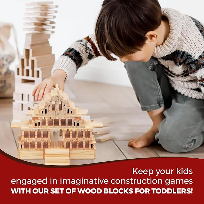 OWT Wooden Building Planks for Kids | 100 Piece STEM Construction Blocks Set for Creative Play | Educational Wood Building Toys for Boys and Girls Ages 3+ | Architecture, Engineering & Learning Fun - Image 4