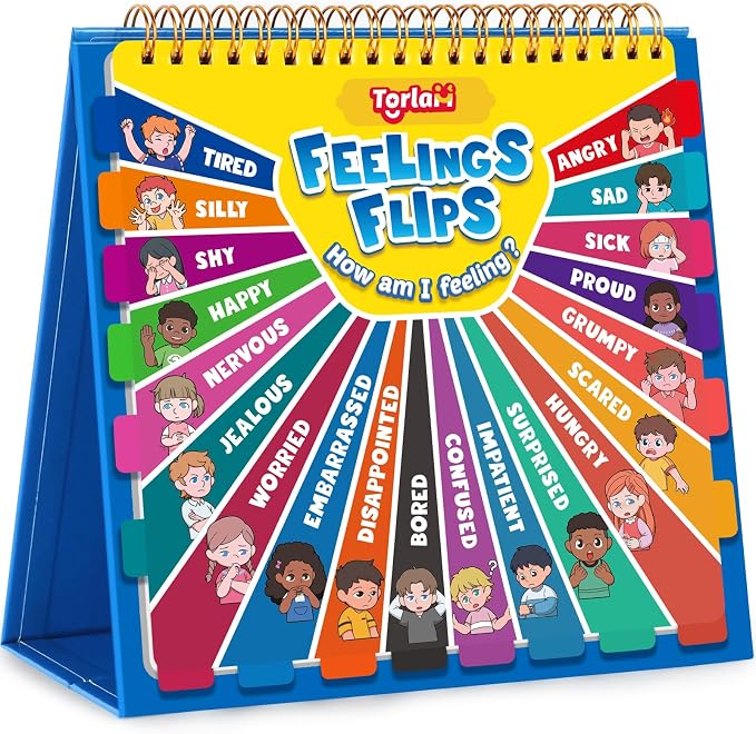 Torlam Feelings Wheel Emotions Book,Calming Down Corner Items Feelings Chart for Kids,Social Emotional Regulation Tools,Emotion Wheel Flip Book,Autism Must-Have ADHD Tools for Kids Classroom Preschool by Torlam