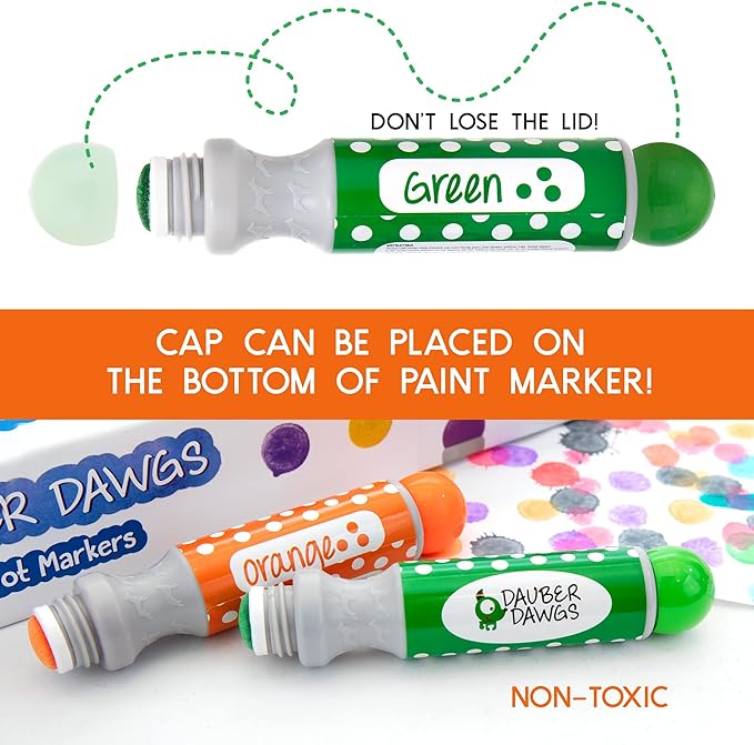 40 Dauber Dawgs Washable Dot Markers for Toddlers - Bingo Markers for Dot Art w/ PDF Activity Books, Dot Paints Washable for Kids, Bingo Dabbers Dotters & Dobbers, Holiday Gifts Daubers, Dot Painting
