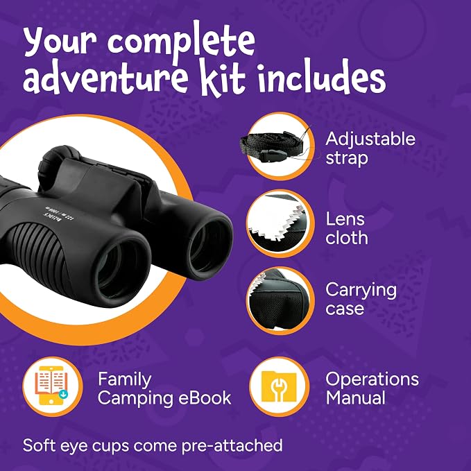 Think Peak Black Binoculars Science Toy for Kids Ages 3-12 Years - Real Compact Outdoor Adventure & STEM Educational Nature Hiking Explorer for Bird Watching, Camping Children’s Birthday Gift - Image 5