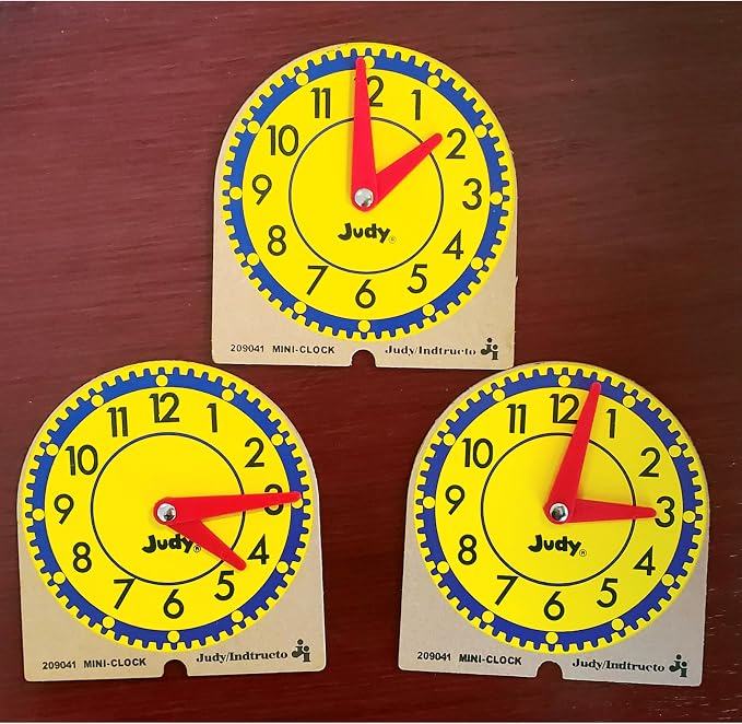 Judy Carson Dellosa 12 Mini Judy Clocks Set, 4" x 4" Learning Clock for Kids Ages 4-8, Kids Analog Clock for Teaching Time, Teaching Time Activity Set for Schools, Homeschool and Daycare - Image 6