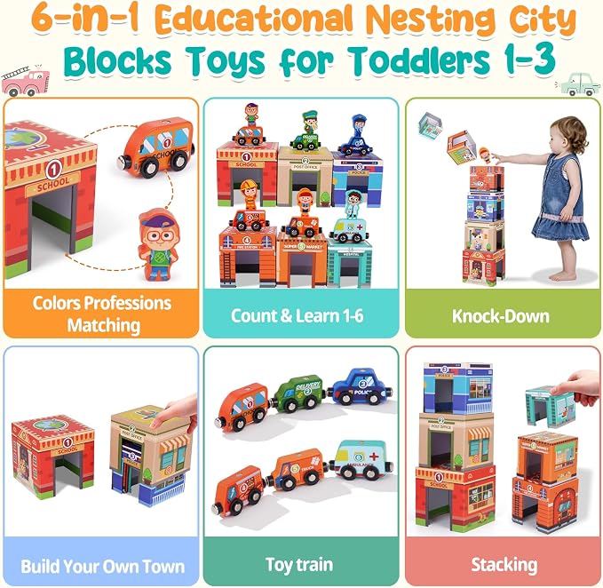 Montessori Sorting and Stacking Community Helpers Toys for Toddlers 1-3 - Image 4