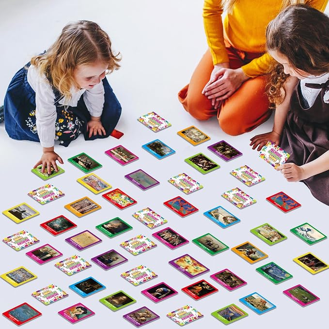 gisgfim 100 PCS Memory Matching Game Famous Paintings Concentration Memory Card for Adults Learning Educational Game A Fun & Fast Artworks Theme Matching Games - Image 5