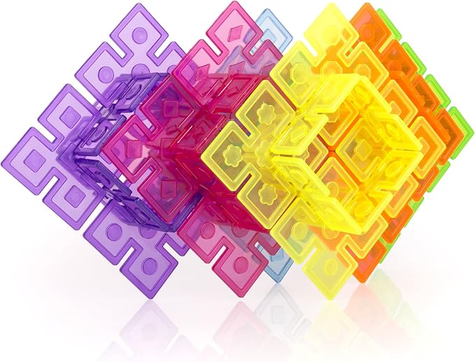 Guidecraft Interlox Squares - 96 Piece Set Interlocking Construction Toy, Creative Building - Educational STEM Construction Toy for Kids - Image 6