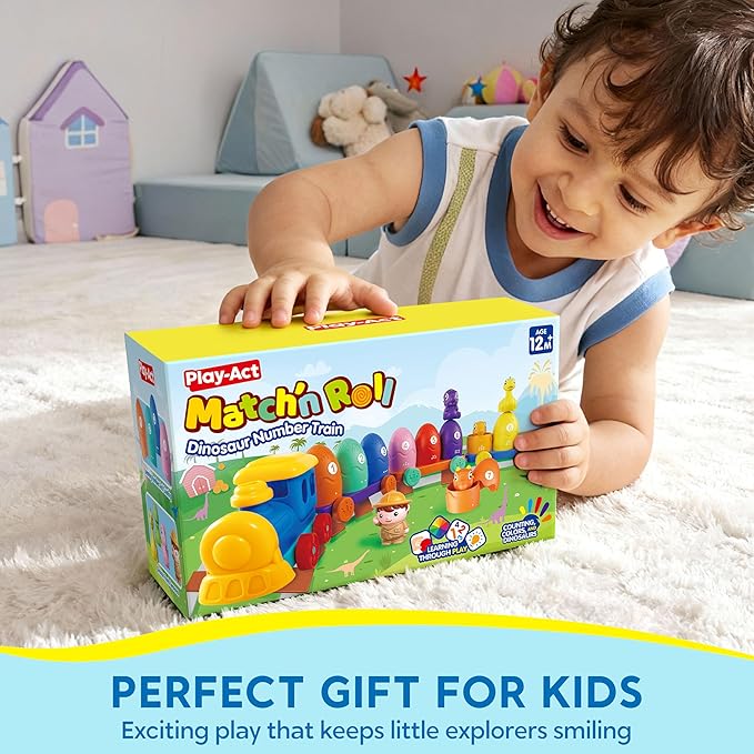 Learning Toy for Toddlers 1 2 3 Years Old, Counting, Matching & Sorting Montessori Learning Dinosaur Number Train Including 9 Dinosaurs and 1 Tamer, Easter Christmas Birthday Gift for Baby Boys Girls