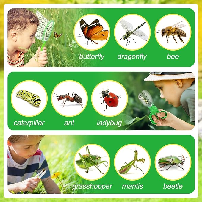2 Sets Bug Catcher for Kids, Bug Catching Kit Gifts with Butterfly Net Toys - Image 6