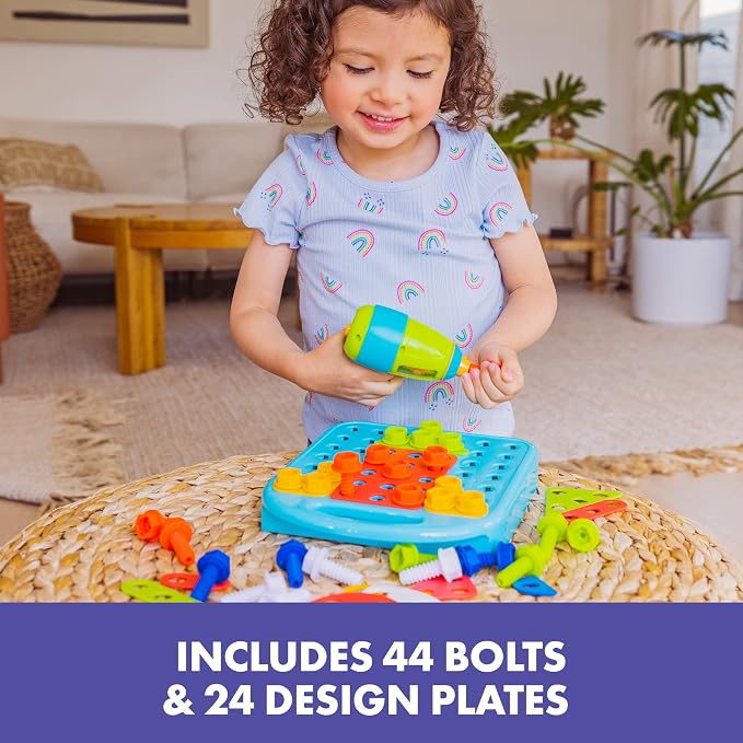 Educational Insights Design & Drill Shapes Workshop - Construction Toys & Toddler Tools, Kids Tool Set with Real Electric Drill Toy, Take Apart STEM Set, Building Kits and Gifts for Ages 3+ - Image 5