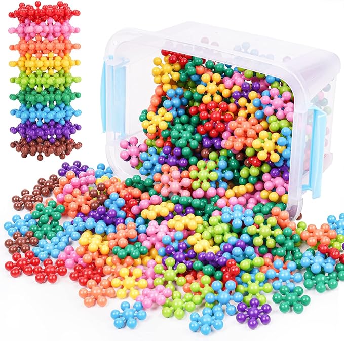 Building Blocks Educational Toy - 300PCS Snowflake Stem Construction Set for Kids 3+, Safe Non-Toxic Storage Case, Learning Gifts for Boys Girls, Multi-Color by NiToy