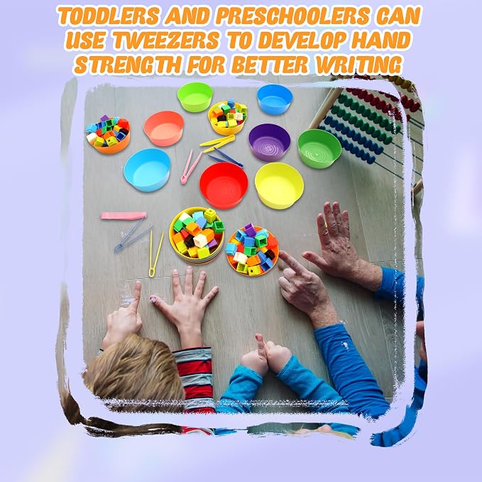 40 Pieces Sorting Bowls and Tweezers for Preschool Counting and Sorting Toy Include 20 Sorting Bowls 20 Tweezers for Kids Math Early and Fine Motor Skill Education - Image 4
