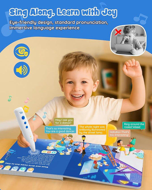 TEKFUN Talking Pen Books Set, Nursery Rhymes Toys for Toddlers, Learning Interactive Toys, Educational Electronic Sound Books for Preschoolers, Autism Sensory Toy for Boys Girls 2 3 4 5 6