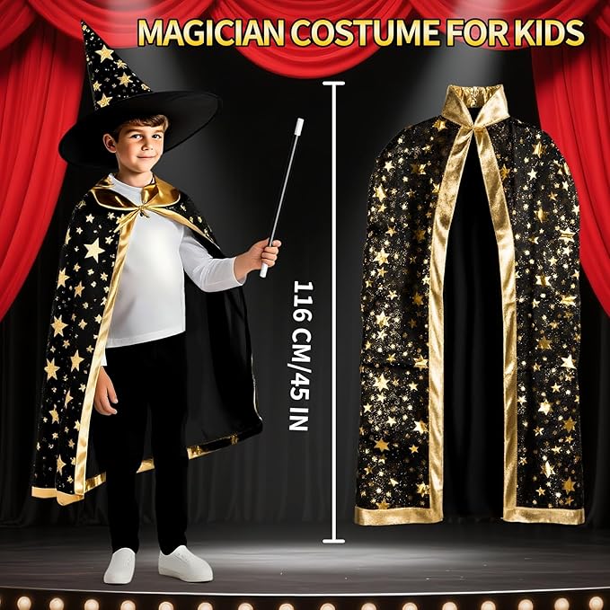 Magic Kit for Kids 6-8-10-12, 130 Magic Tricks Set for Kids with Magician Costume and Magic Wand, Board Game Christmas Birthday Gifts Toys Magic Set for Ages 6 7 8 9 10 11 12 Years Old Boys Girls