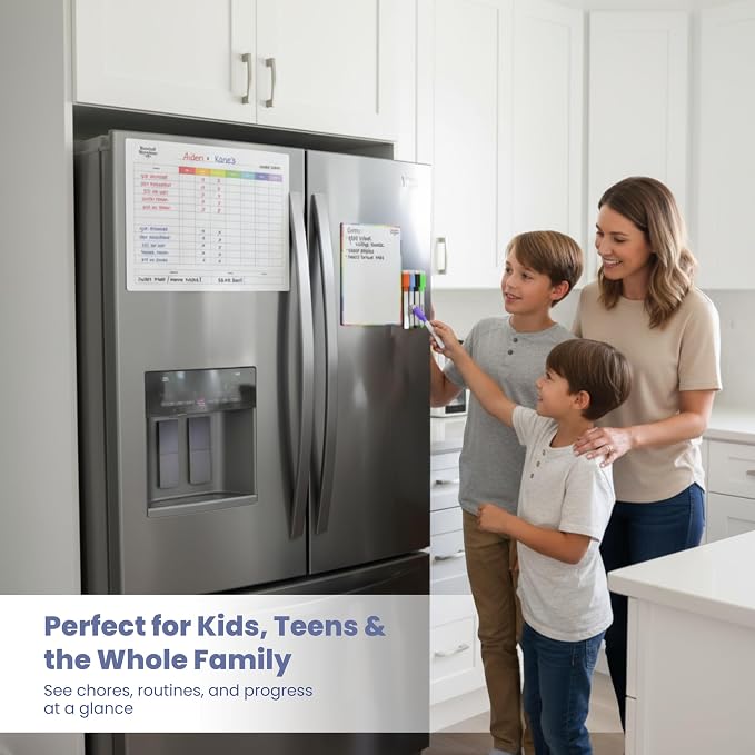 Large Magnetic Chore Chart for Refrigerator, Dry Erase Responsibility Board & Reward Tracker for Kids, Multiple Children, and Adults - Image 5