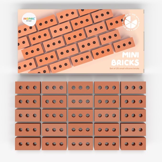 25 x Mini Bricks for Kids Construction | Silicone Tiny Bricks for Play by InspireMyPlay
