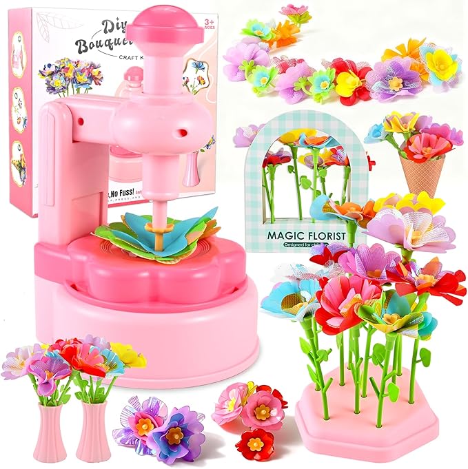 Casuenia Fabric Flower Bouquet Toys for Kids Ages 4-8, STEM Educational Arts & Crafts Toy, DIY Flower Craft Kits Creative Gift for 4 5 6 7 8 Years for Toddler Girl for Birthday Christmas