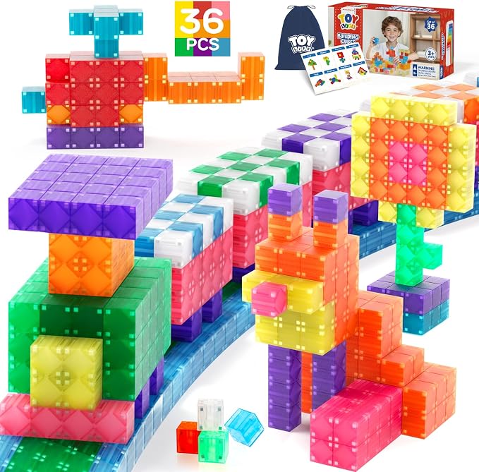 TOY Life Translucent Magnetic Blocks, 36-Piece STEM Set, Ages 3-8 by TOYLife
