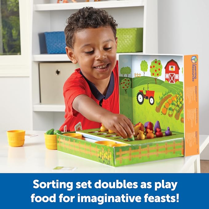 Learning Resources Veggie Farm Sorting Set - 46 Pieces, Ages 3+ Toddler Learning Toys, Preschool Toys for Color Sorting, Food Sorting Game - Image 5