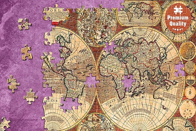 1000 Piece Jigsaw Puzzle for Kids and Adults 19x27in - Old World Map - Image 3